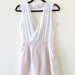 Pink and white Romper with Pockets